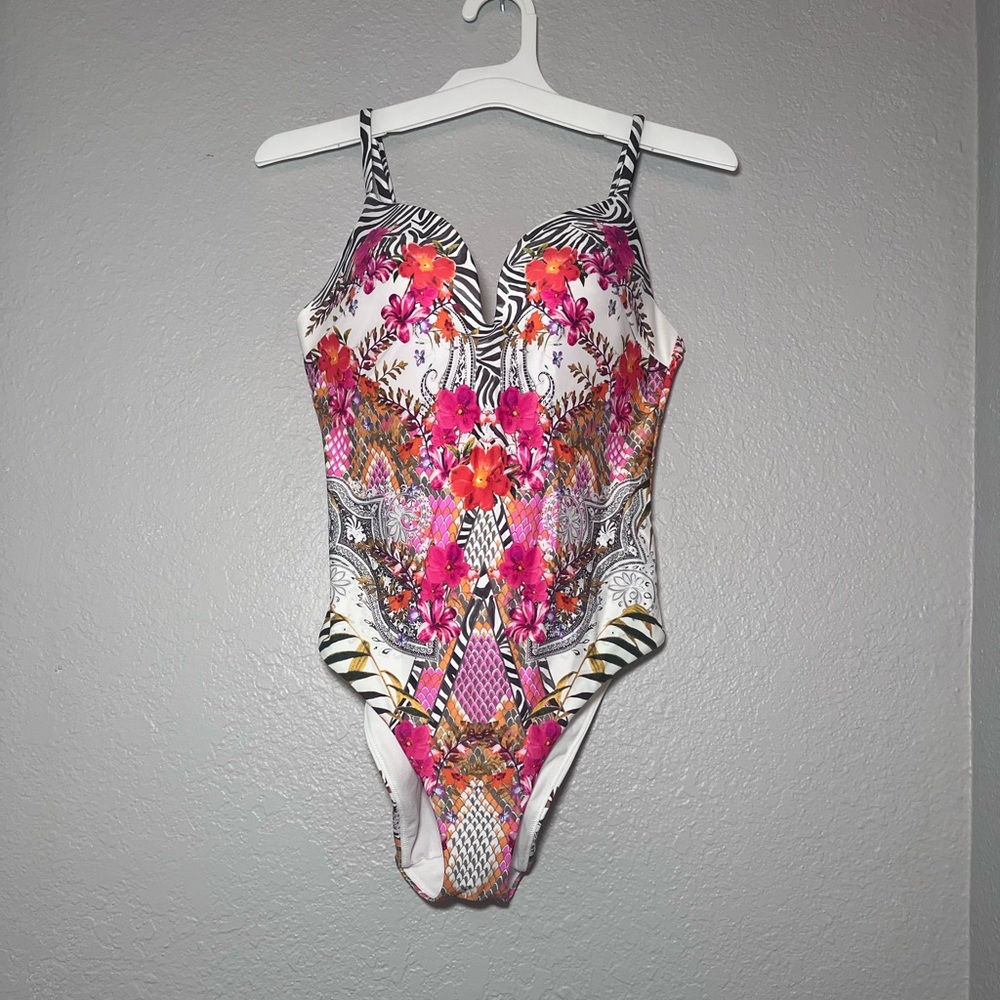 Ted Baker Ollimpi Samba Plunge Sweetheart Neckline Swimsuit Floral - Picture 2 of 7